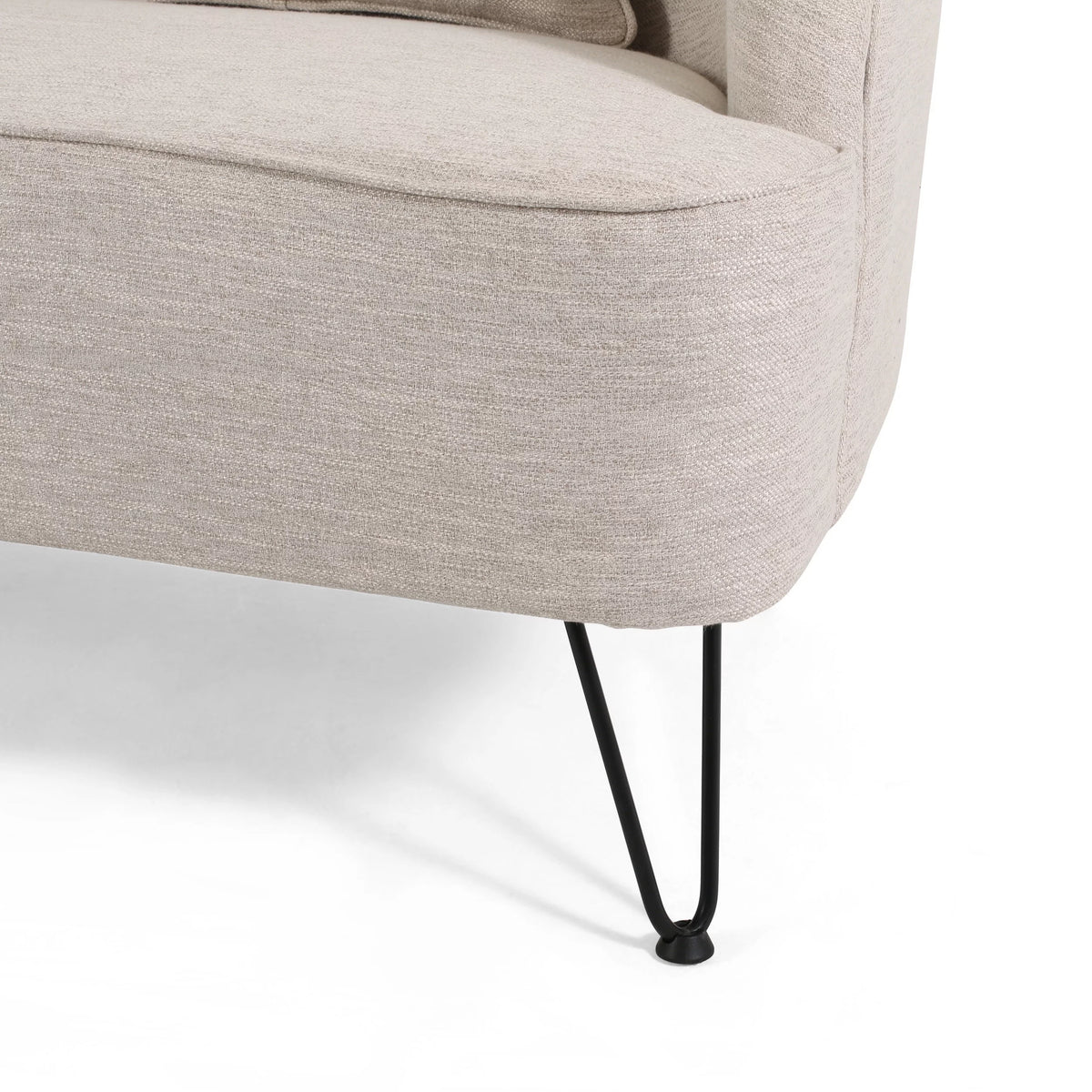 Beige Fabric Upholstered Loveseat with Hairpin Legs B726