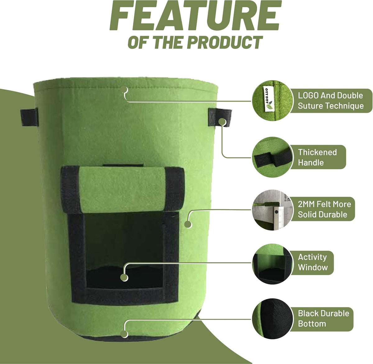 10 Gallon Heavy Duty Non Woven Fabric Planter Bags with Handles S153