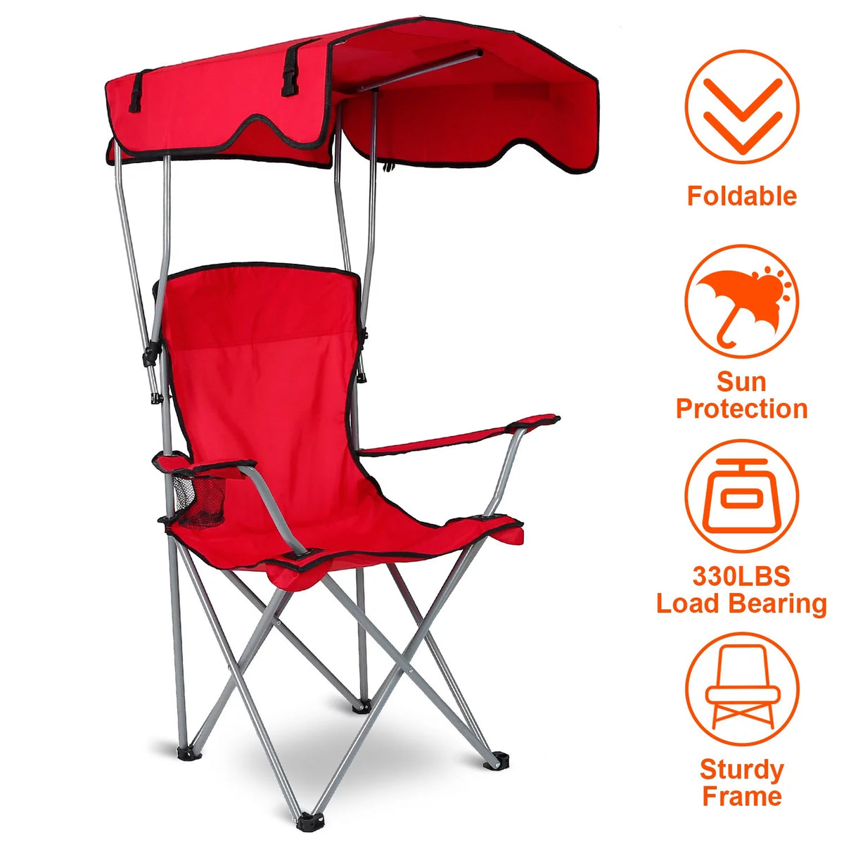 Foldable Canopy Chair with Cup Holder Red M587