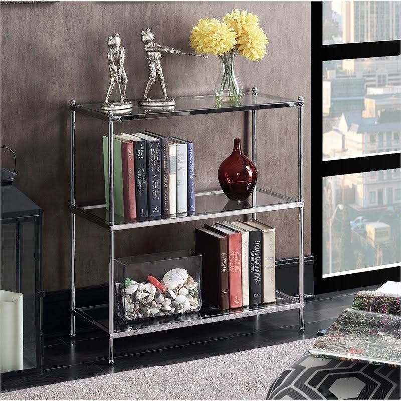 Three-Tier Bookcase in Clear Glass and Chrome G575441