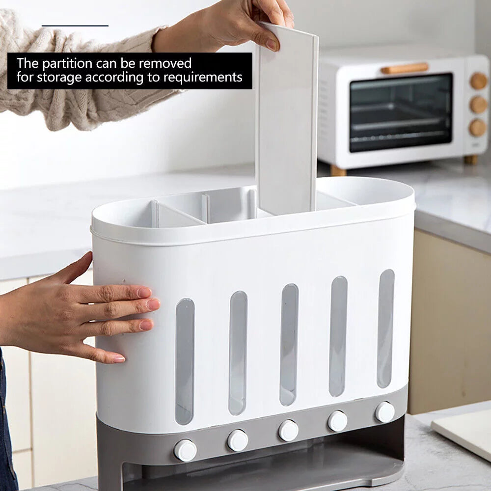 Wall Mounted 5 Grid Dry Food Dispenser with Measuring Cup T3253
