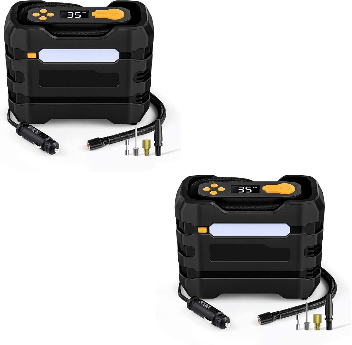 Yellow 2Pcs Portable Car Tire Inflator Air Compressor O416976