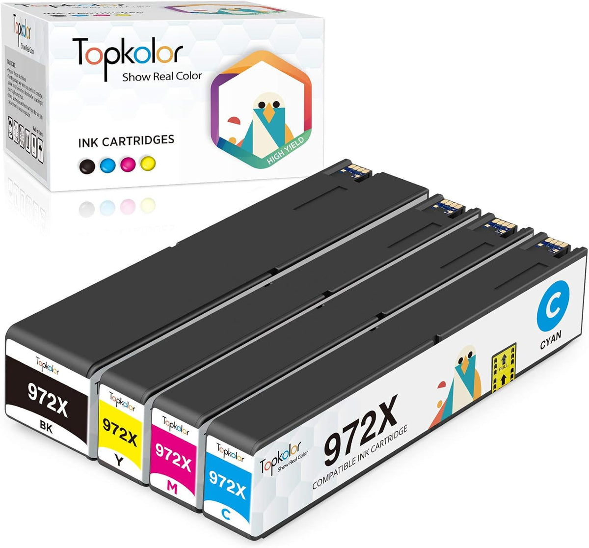 4-Pack Compatible Ink Cartridges for HP PageWide Pro Printer O186