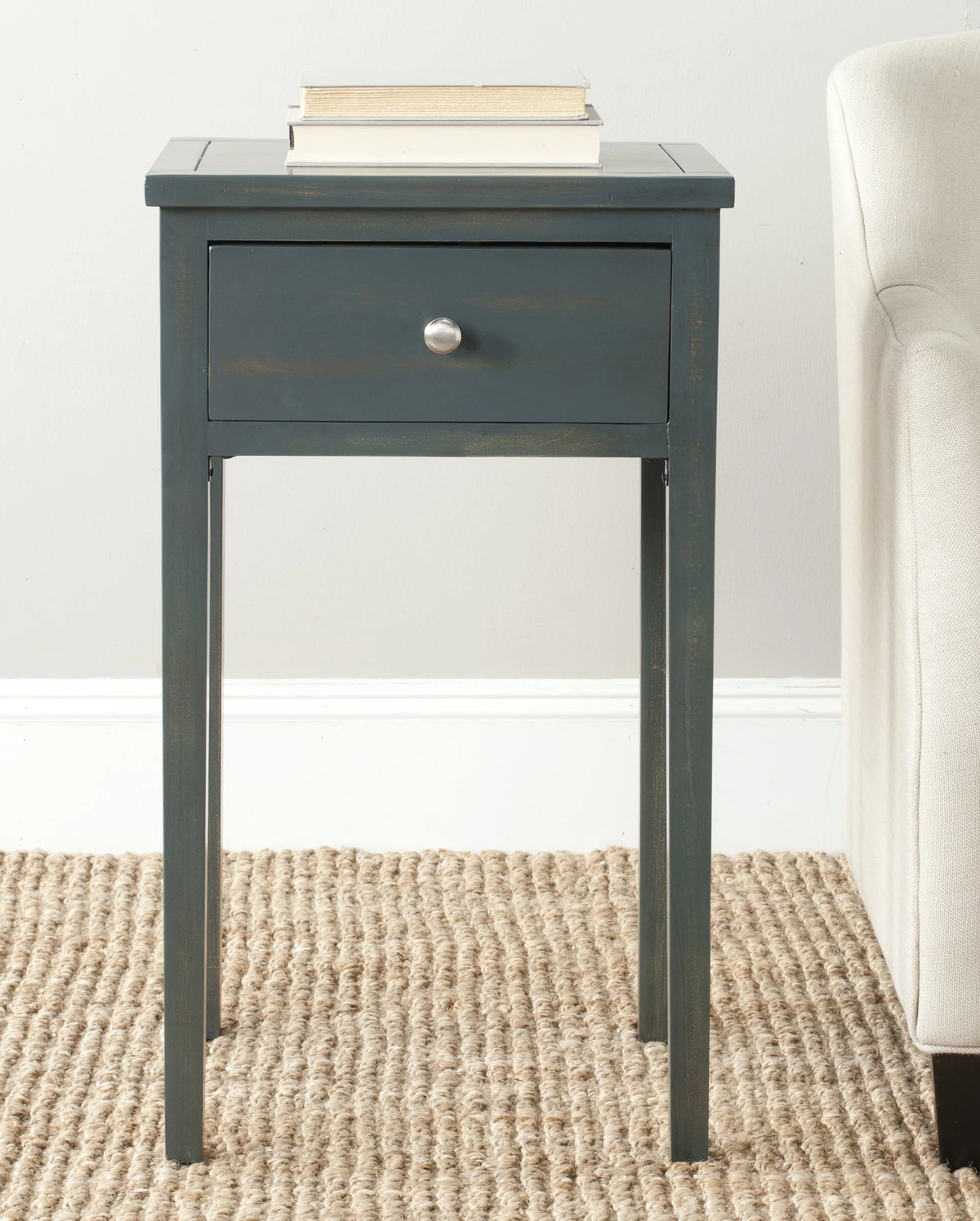 Steel Teal Nightstand with Storage Drawer Z8261