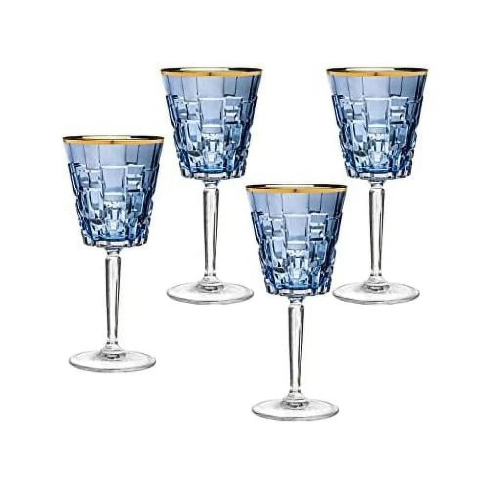 Blue Set Of 4 Wine Glasses O942