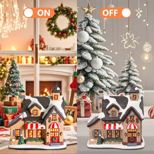 Lighted Ceramic Christmas Village Houses Decorations 8.5" J768179