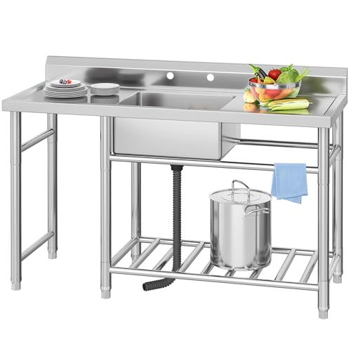 Freestanding Stainless-Steel Single Bowl Commercial Sink Z177