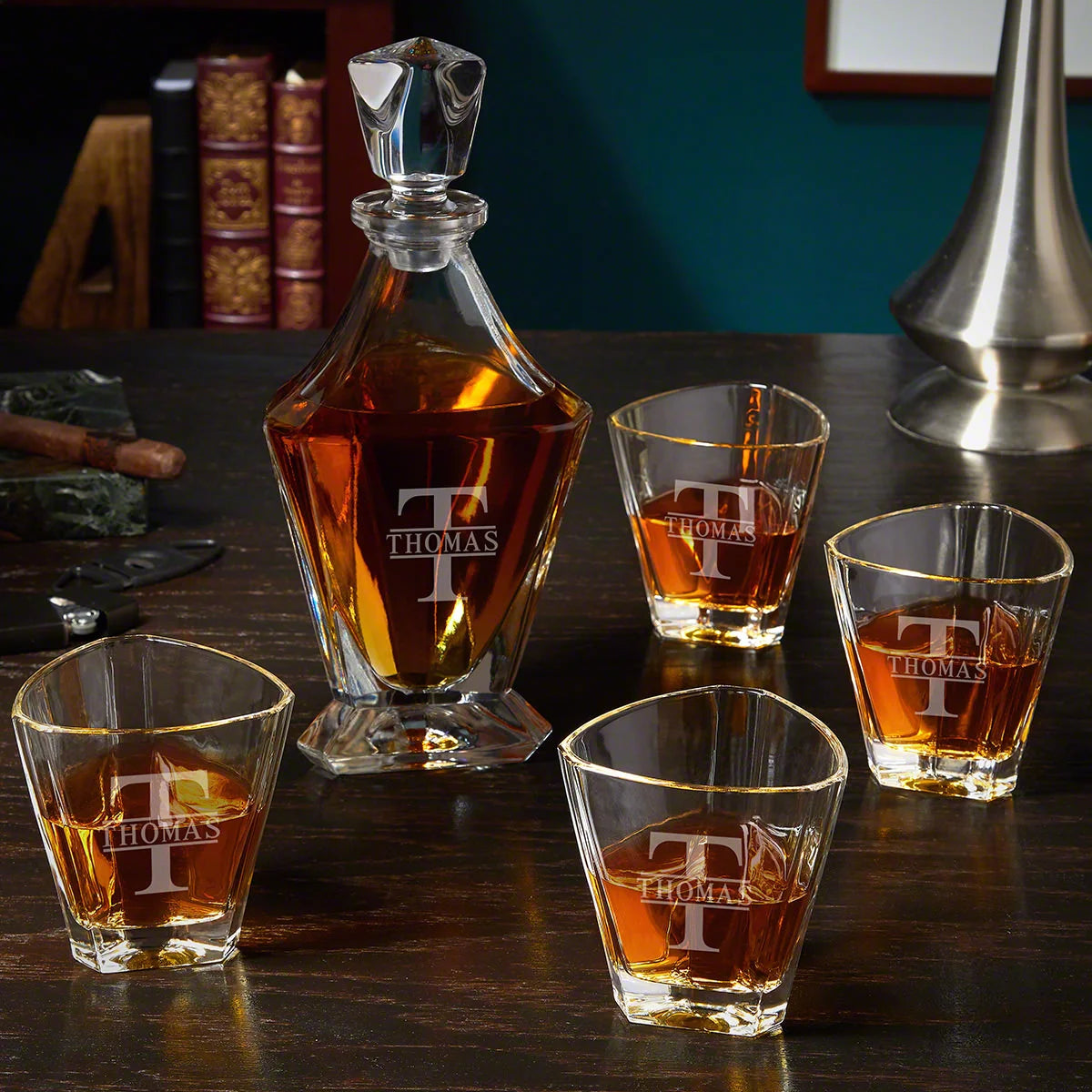 Engraved Whiskey Decanter Set F34395