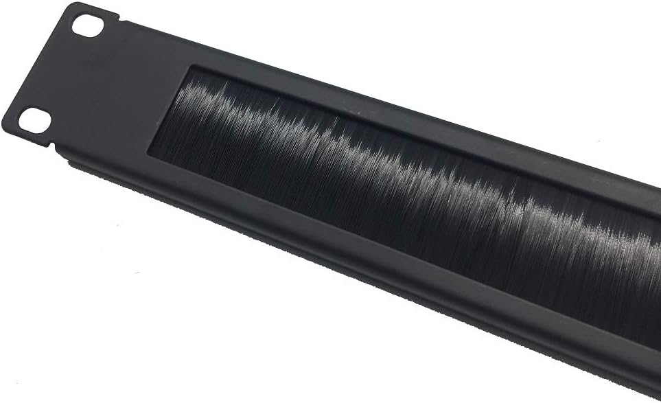 10 Pack 1U Horizontal Rack Mount Cable Management Panel with Cable Entry Brush for 19-Inch Rack Black G55215