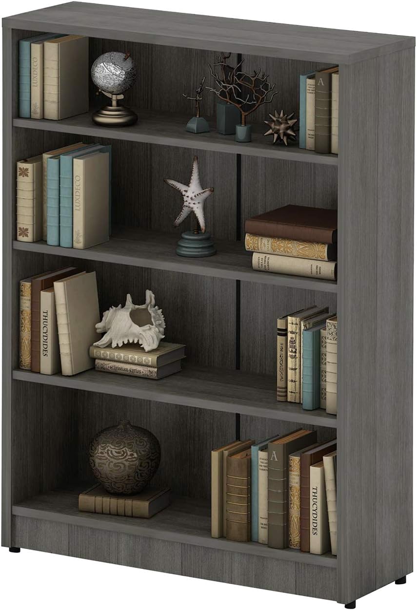 White 4-Shelf Wood Bookcase V379