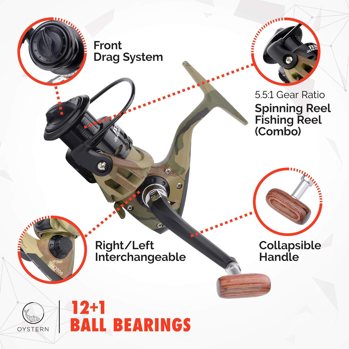 Telescopic Fishing Rod and Reel Combo with 103-Pc. Tackle Box Lure Set, Ultralight Fish Pole, Camouflage Travel Bag T6170