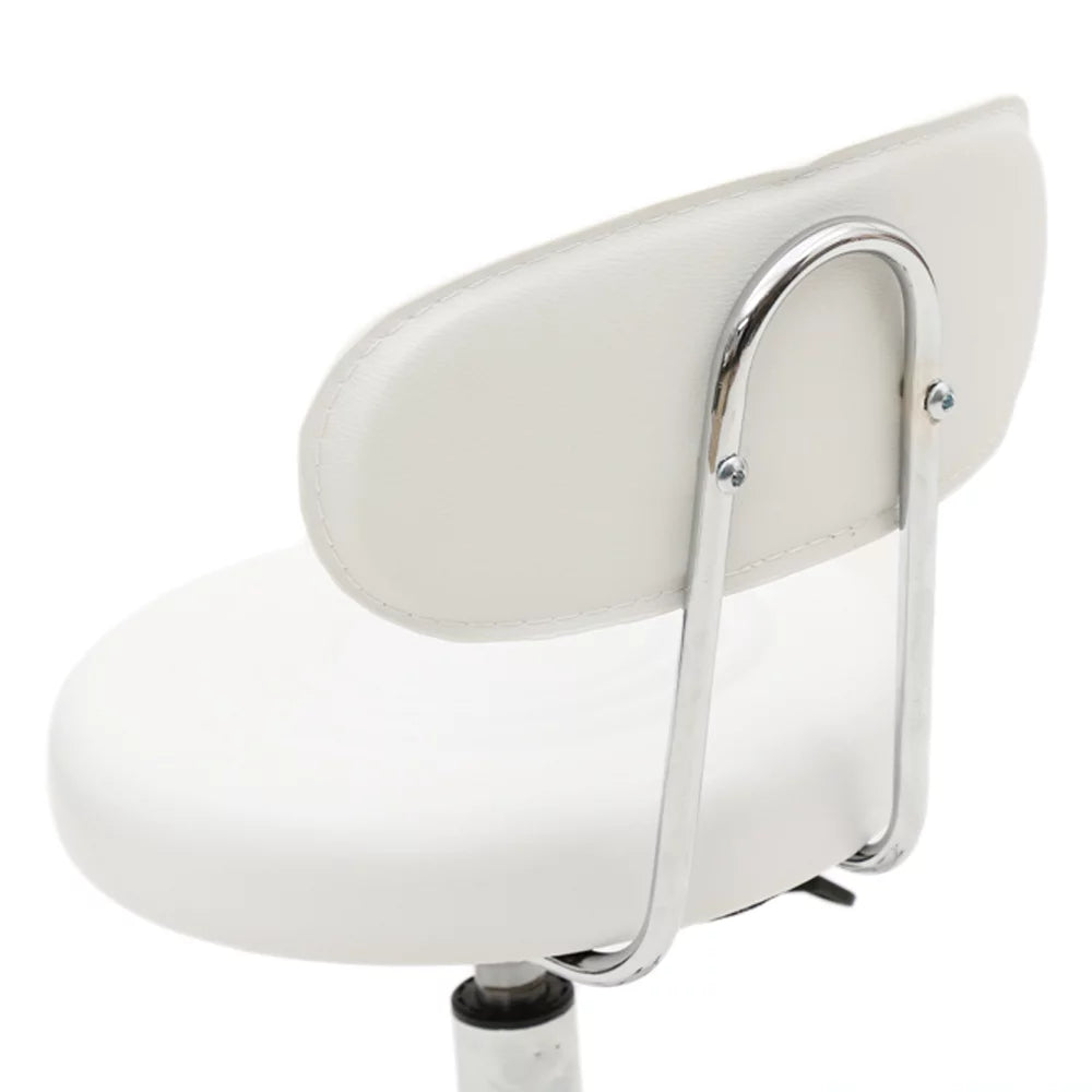 White Adjustable Swivel Bar Stool with Wheels Z678033