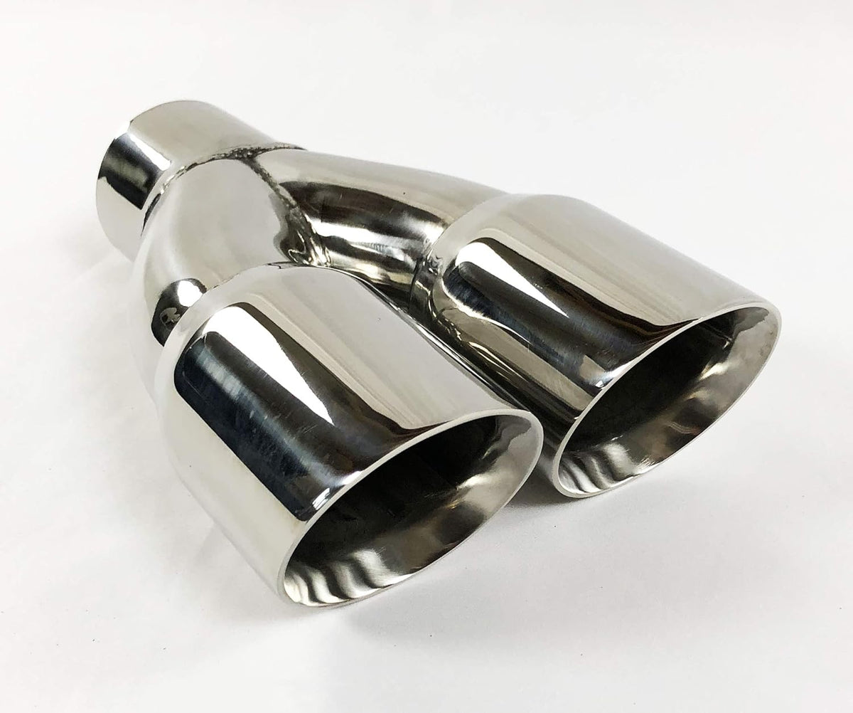 Polished Stainless Double Wall Exhaust Tip 2.50" Inlet Dual 3.00 X 9.50 Long Pack of 2 S990