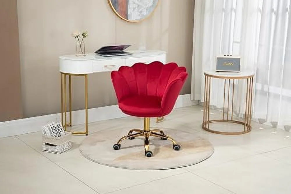 Velvet Upholstered Adjustable Swivel Task Chair with Wheels D682