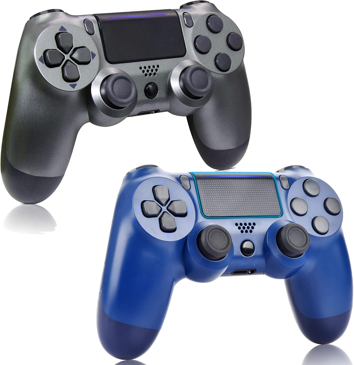 2 Pack Wireless Controller Gamepad with Charging Cable and Two Motors (Titanium Blue and Jet Black) Q378395