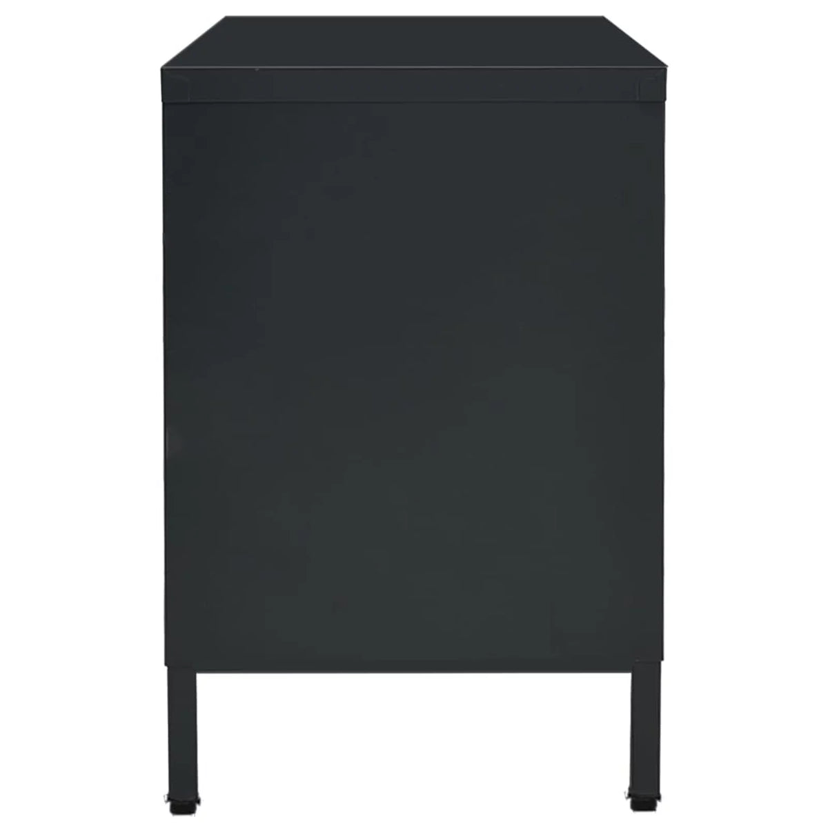 Black TV Stand with 2 Glass Doors and Open Shelves F46596
