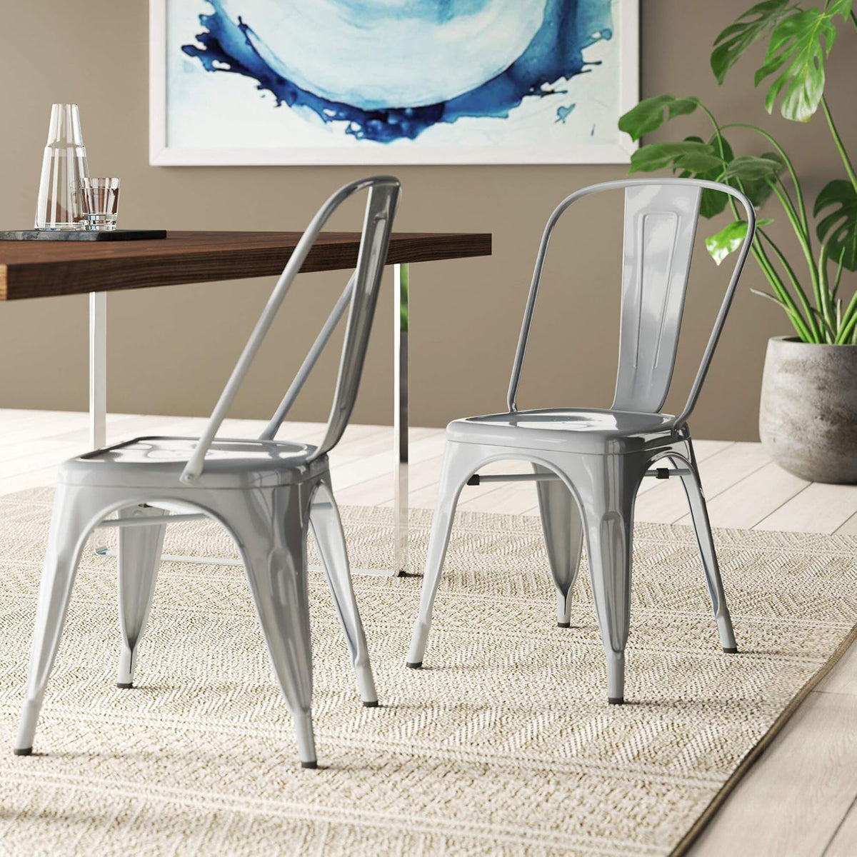 Stackable Metal Dining Chairs Set of 4 Red D420422