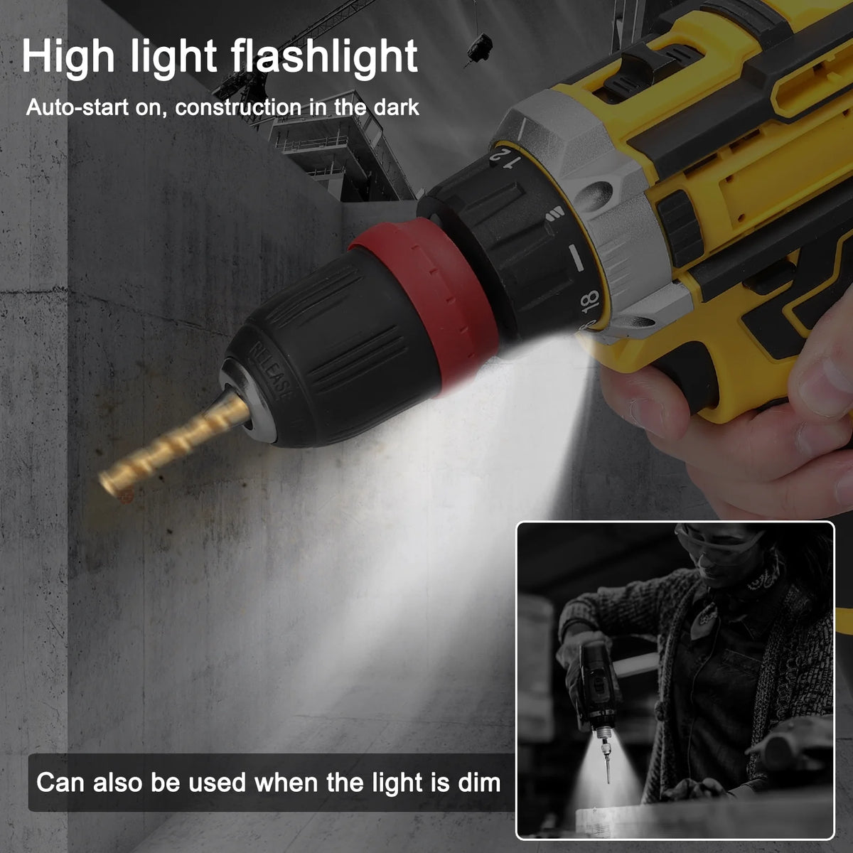 Electric Screwdriver Drill 2in1 Brushed Motor Tool C929117