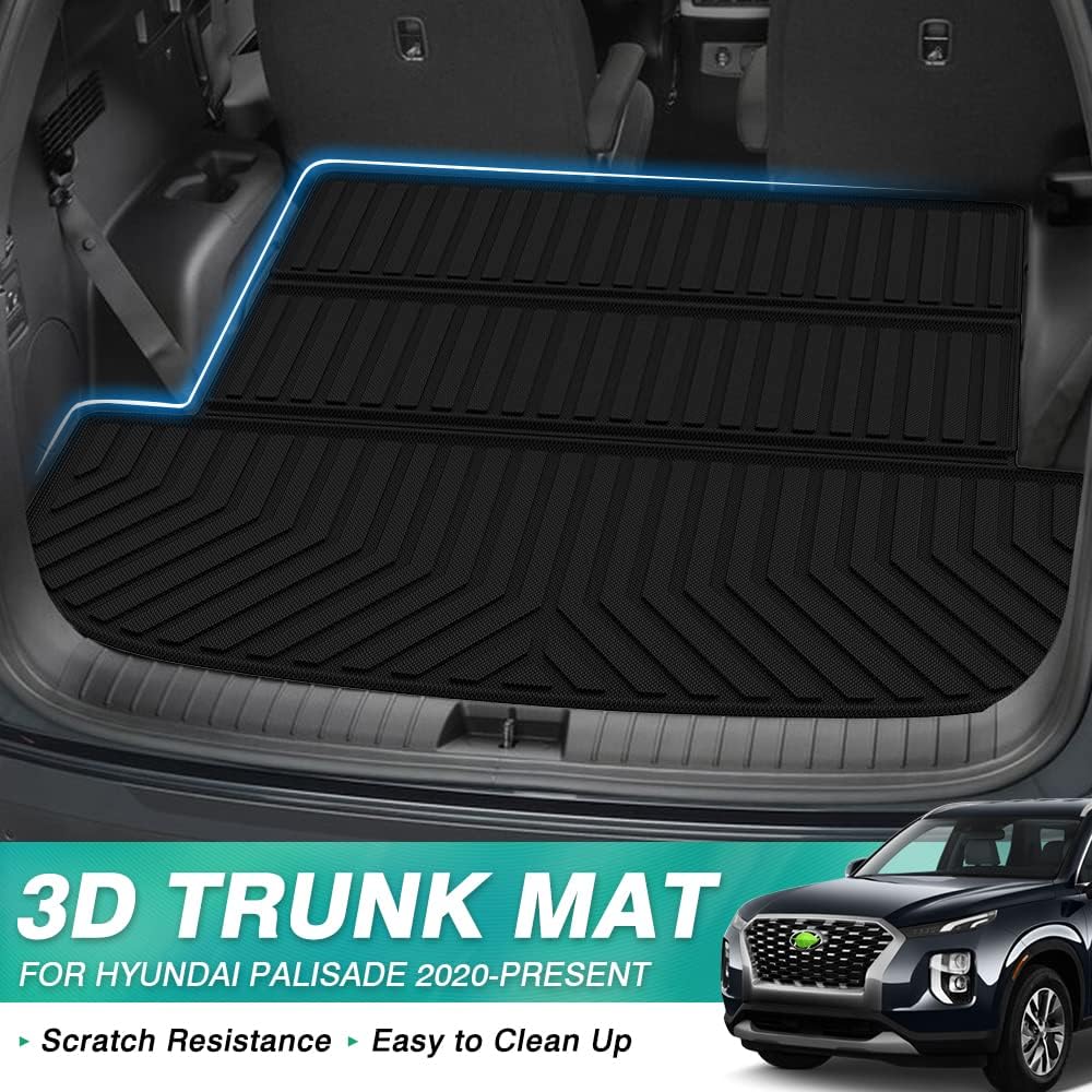 Cargo Liner for 2020 2021 2022 Hyundai Palisade, All Weather Rear Trunk Floor Mat, Pack of 2 H3542