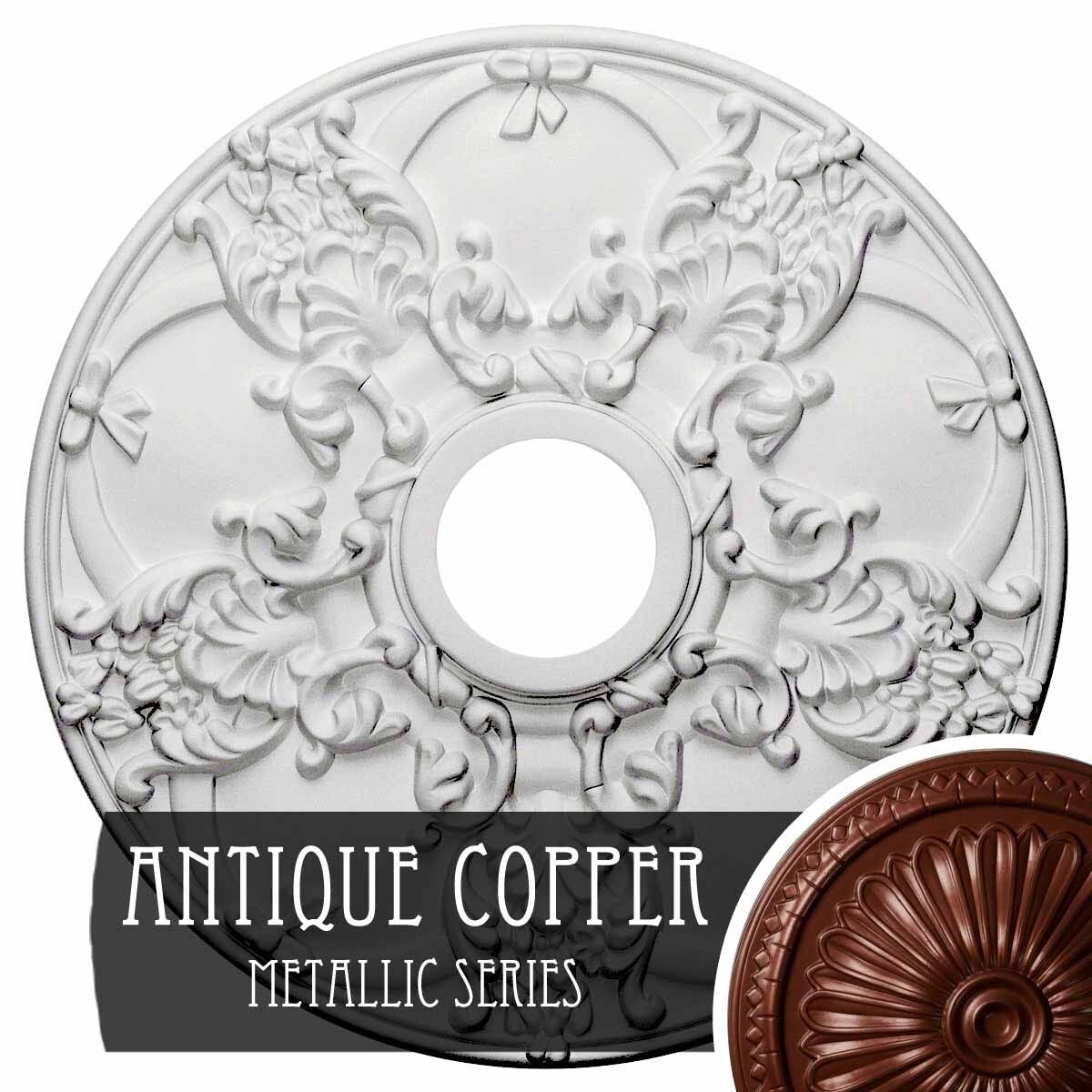 18x22OD x 3 1/2x22ID x 1 3/8x22P Hand-Painted Stone Hearth Crackle Ceiling Medallion G37350