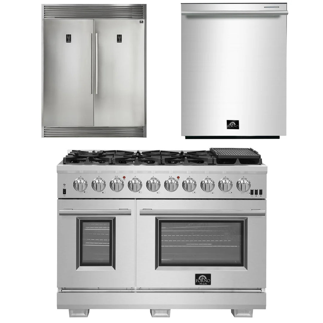 48 Inch Pro Gas Range, Dishwasher, 60 Inch Refrigerator Z675239
