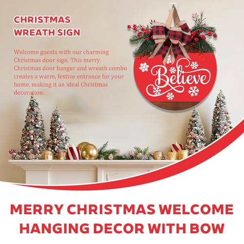 12 Inch Christmas Door Sign with Bow U11889