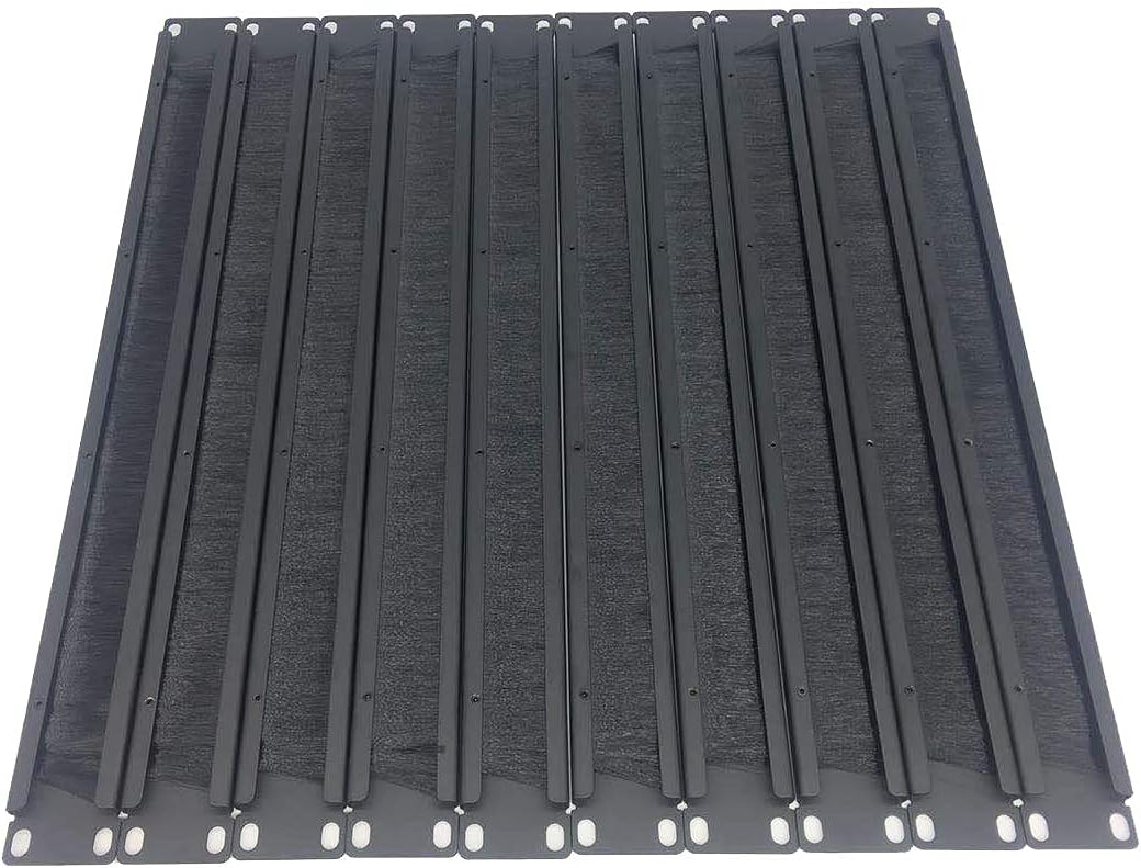 10 Pack 1U Horizontal Rack Mount Cable Management Panel with Cable Entry Brush for 19-Inch Rack Black G55215
