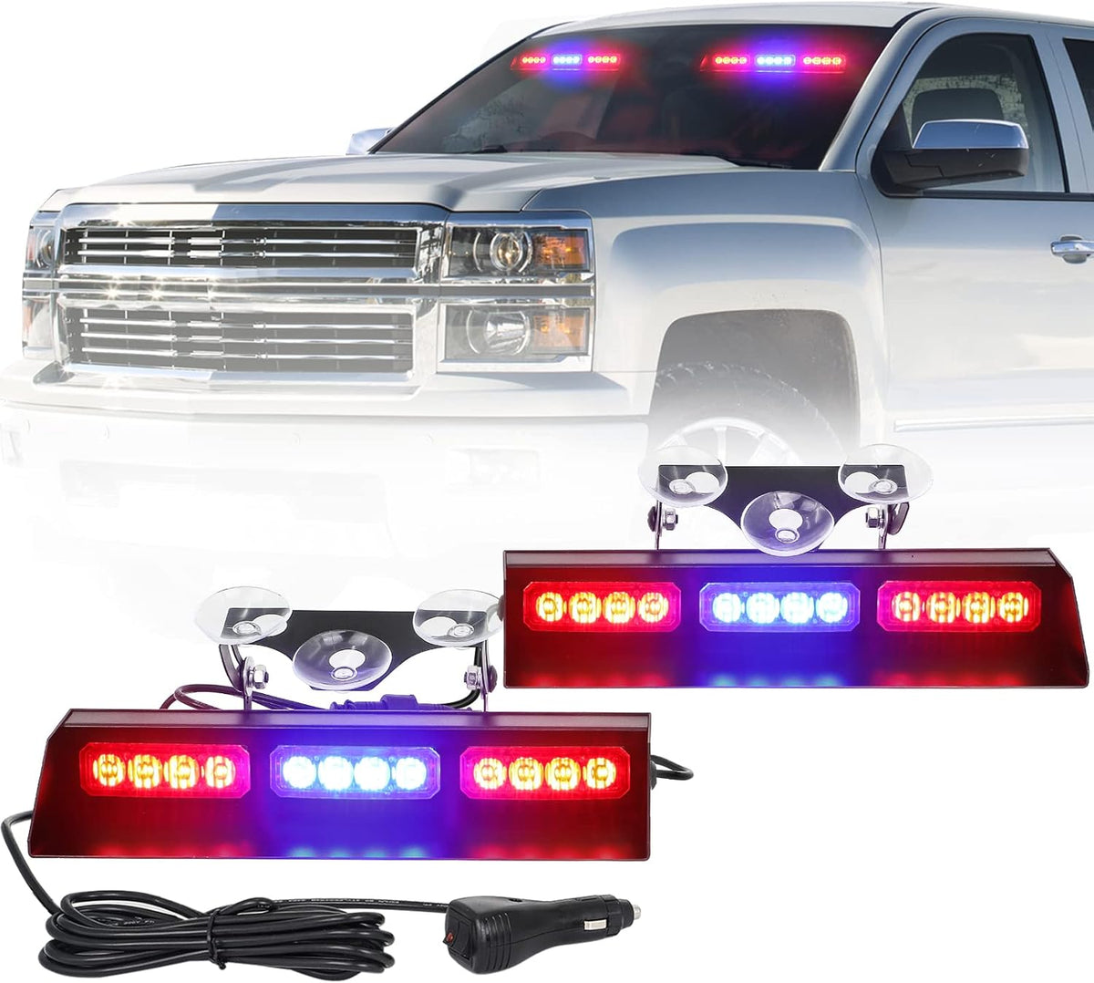 Amber/White 24 LED Strobe Light Bar for Trucks, Pack of 2 K805965