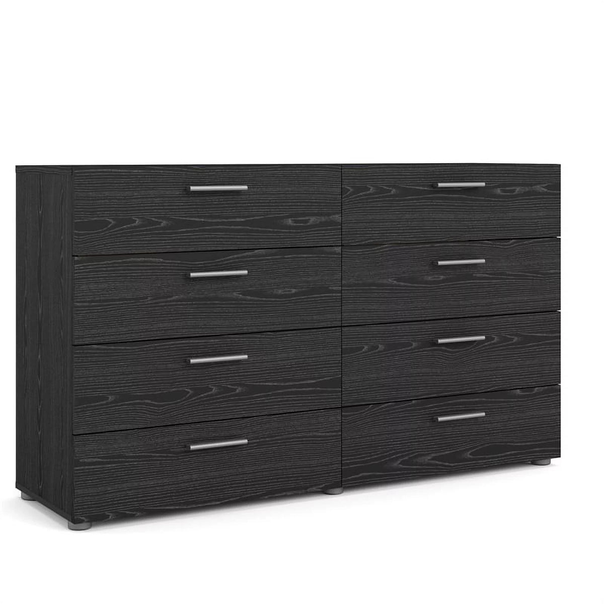 4 Piece Black Woodgrain Dresser 2 Nightstands and Chest X44231