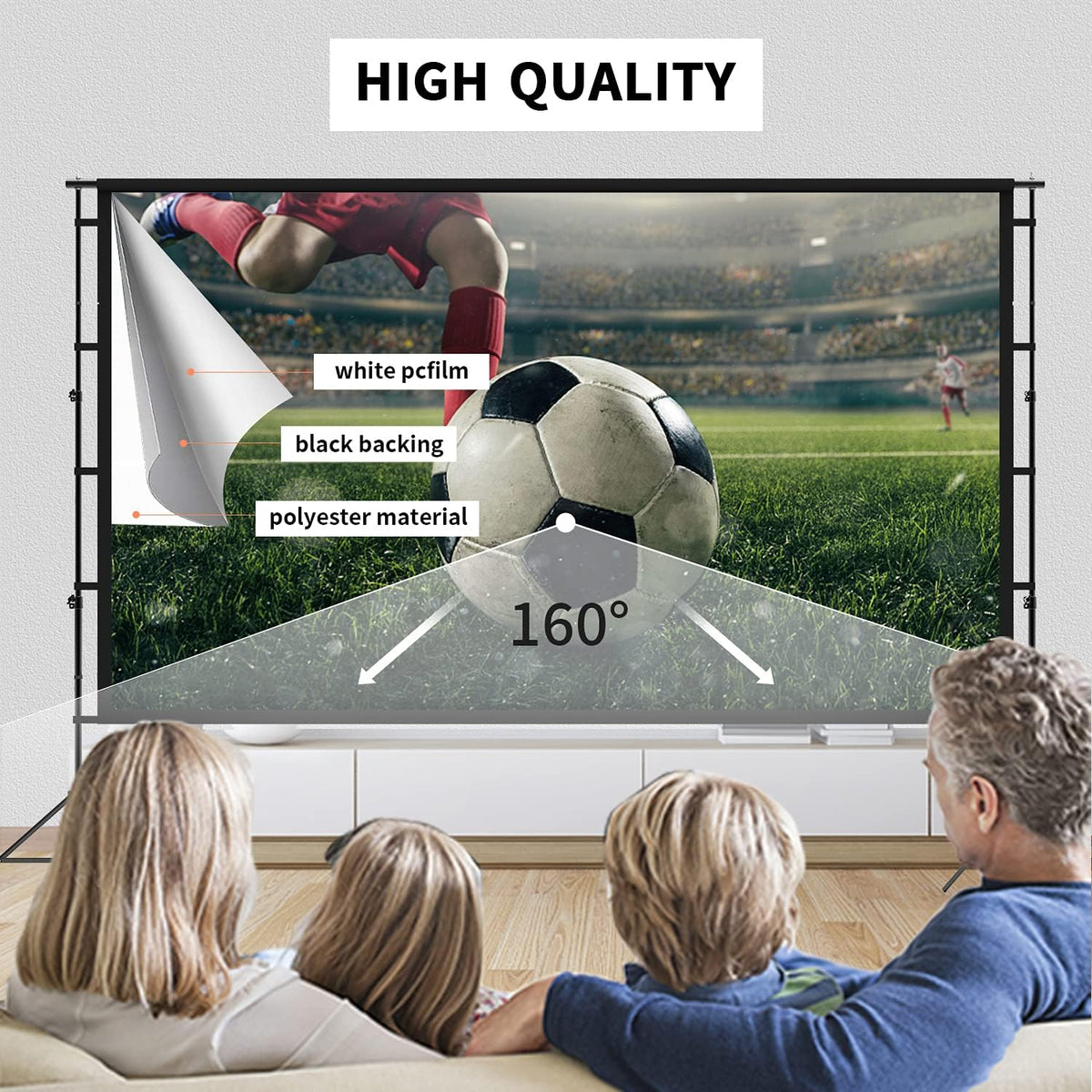 150 inch Portable 16:9 4K HD Projector Screen and Stand with Carry Bag E568