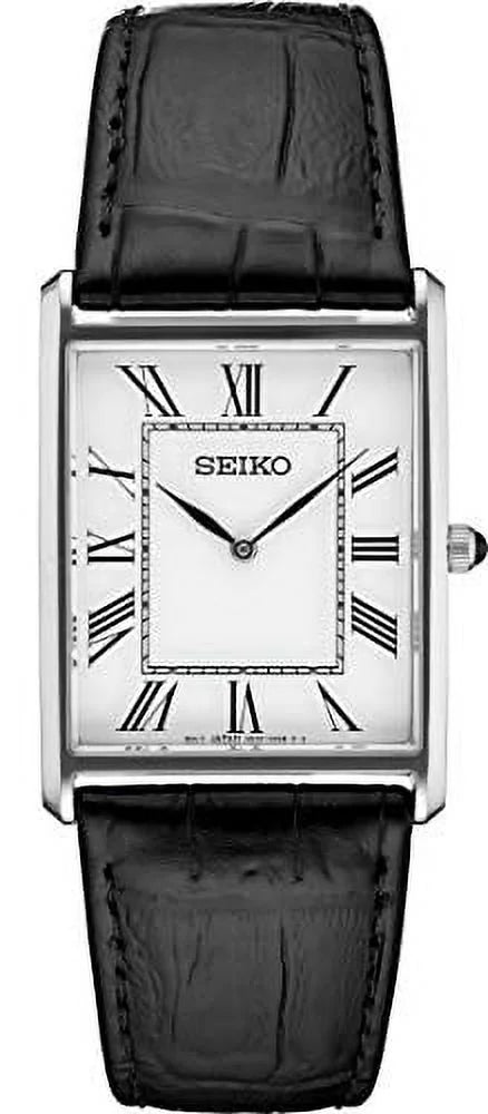 Square Black Leather Watch P3904