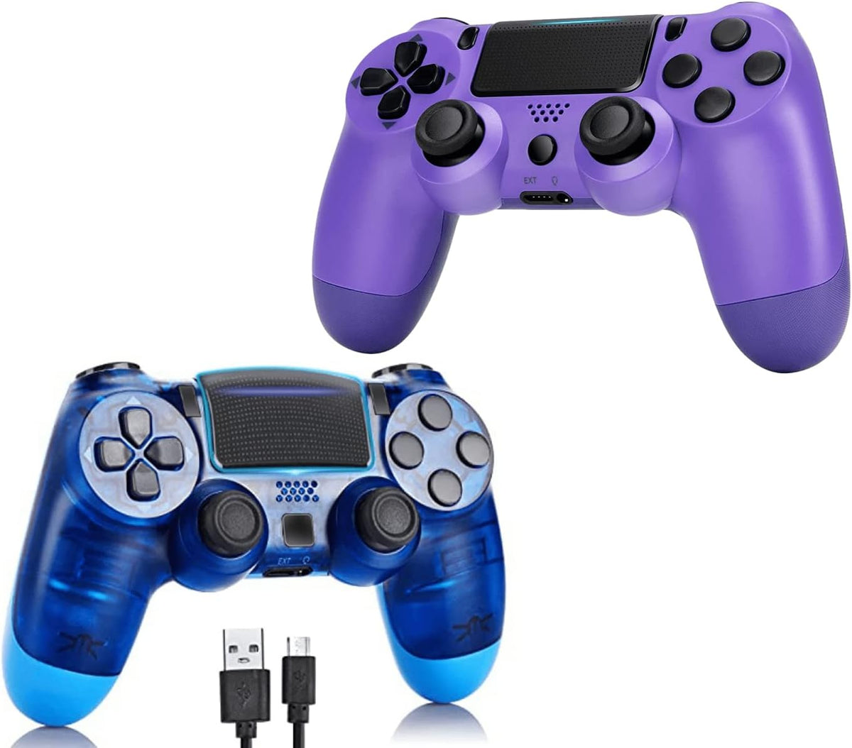2 Pack Wireless Controller Gamepad with Charging Cable and Two Motors (Titanium Blue and Jet Black) Q378395