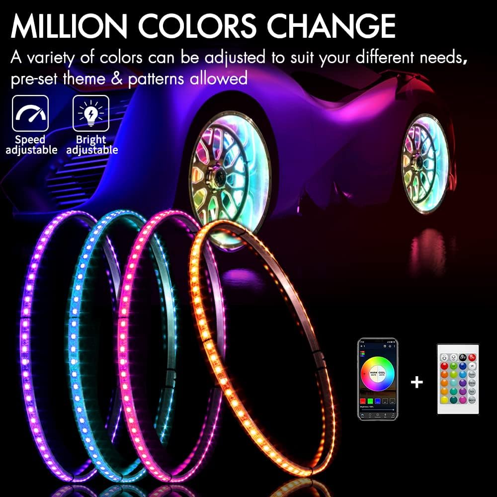 4Pcs 15.5inch LED Wheel Light RGB Rim Lights with Remote and APP R61614