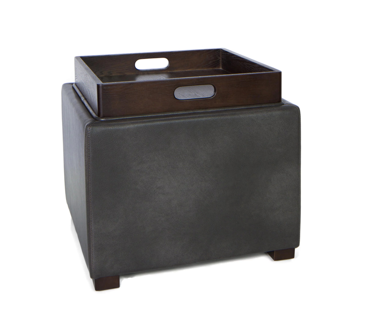 Grey Bonded Leather Storage Cube Ottoman S212422