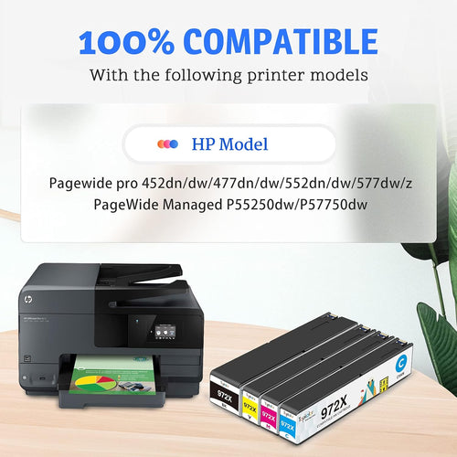4-Pack Compatible Ink Cartridges for HP PageWide Pro Printer O186