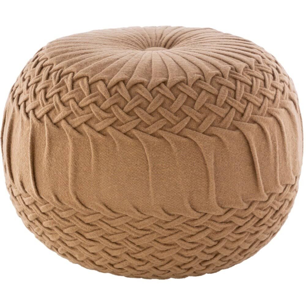 Brown Hand Woven Wool Pouf Ottoman U6358