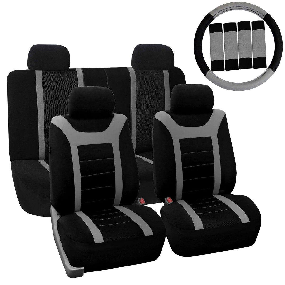 Gray Black Full Set Car Seat Covers D95013