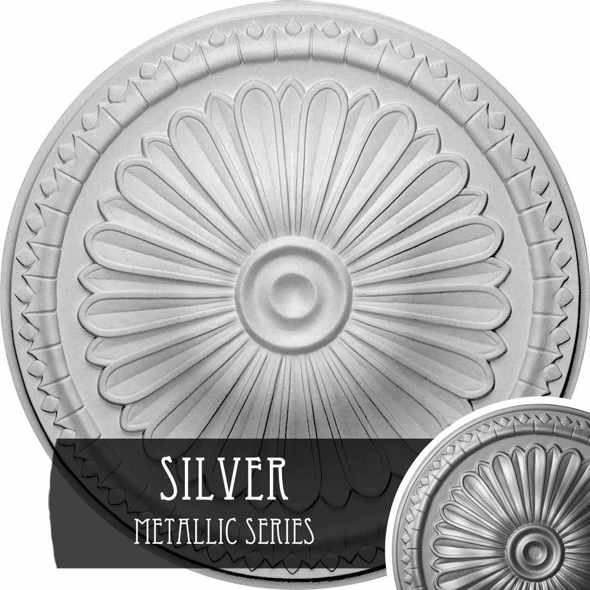 Hand-Painted Silver Ceiling Medallion J9697