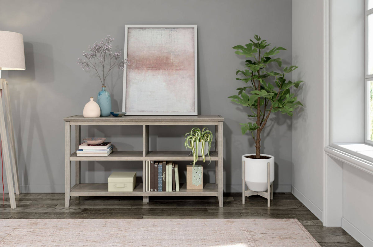 Washed Gray Solid 2-Tier Low Horizontal Bookcase T511