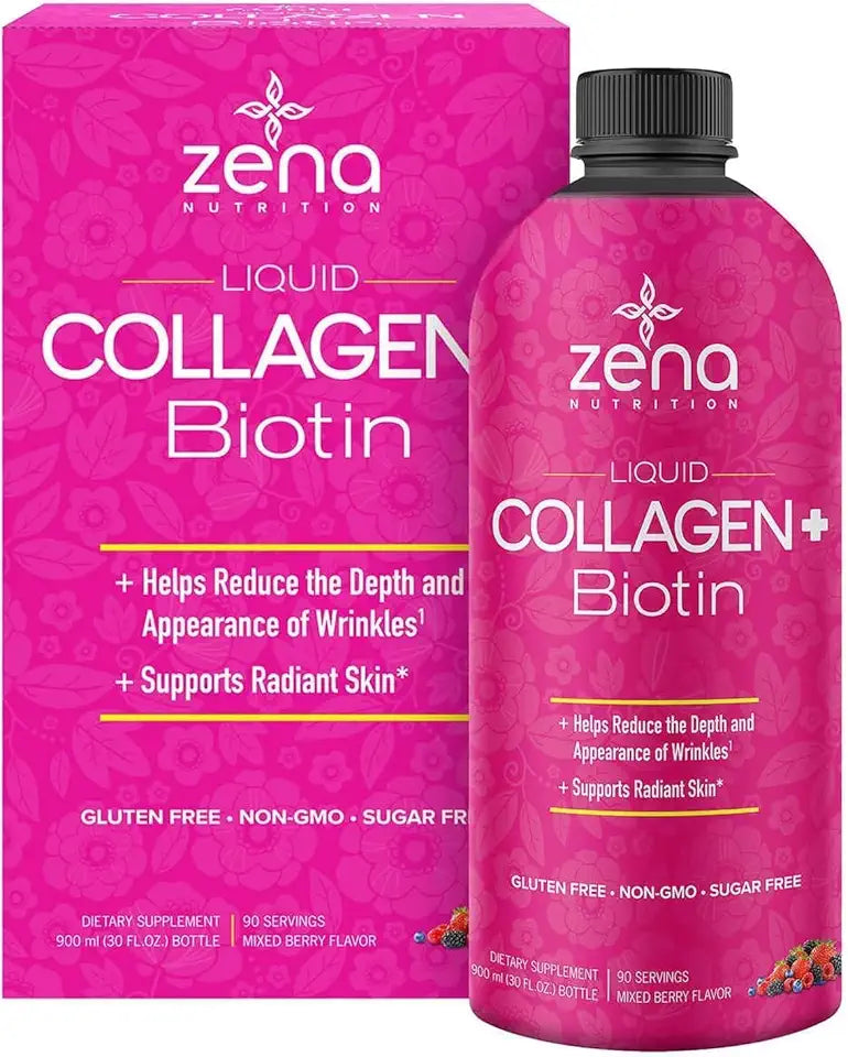 Liquid Collagen + Biotin 2500mg 5000mcg Mixed Berry Flavor 90 Servings R8878