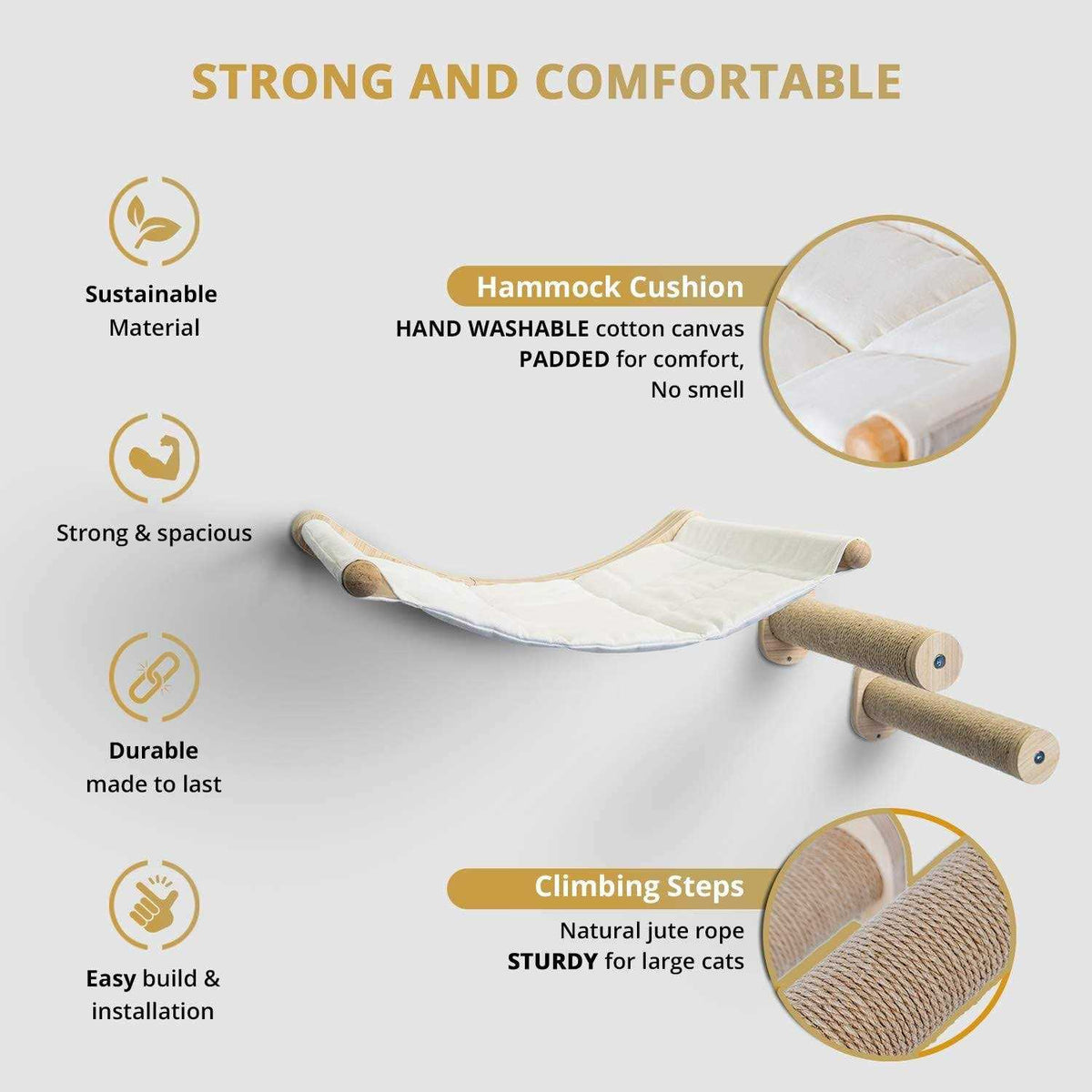 Wall Mounted Cat Hammock with Two Steps H324176