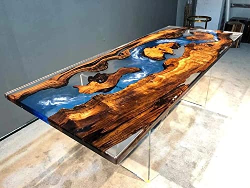 Large Clear Blue Epoxy Dining Table A686328