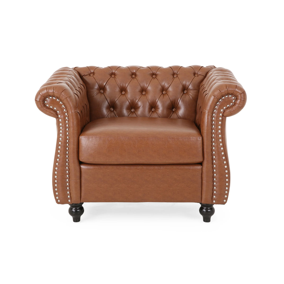 Cognac Brown and Dark Brown Chesterfield Club Chair I180860