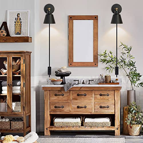 Black Nordic Wooden Plug in Wall Sconces Lighting Fixture (1 Pack) P658