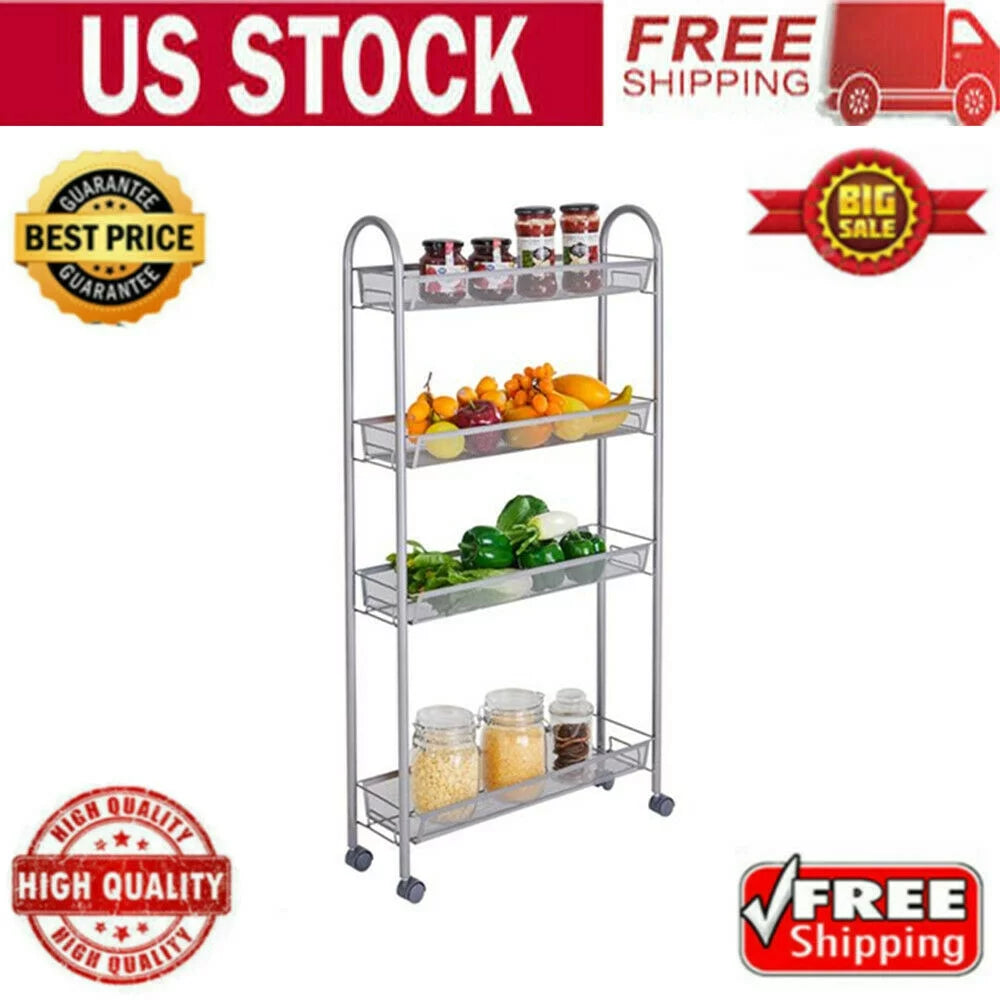 4 Tier Slim Rolling Storage Cart M519