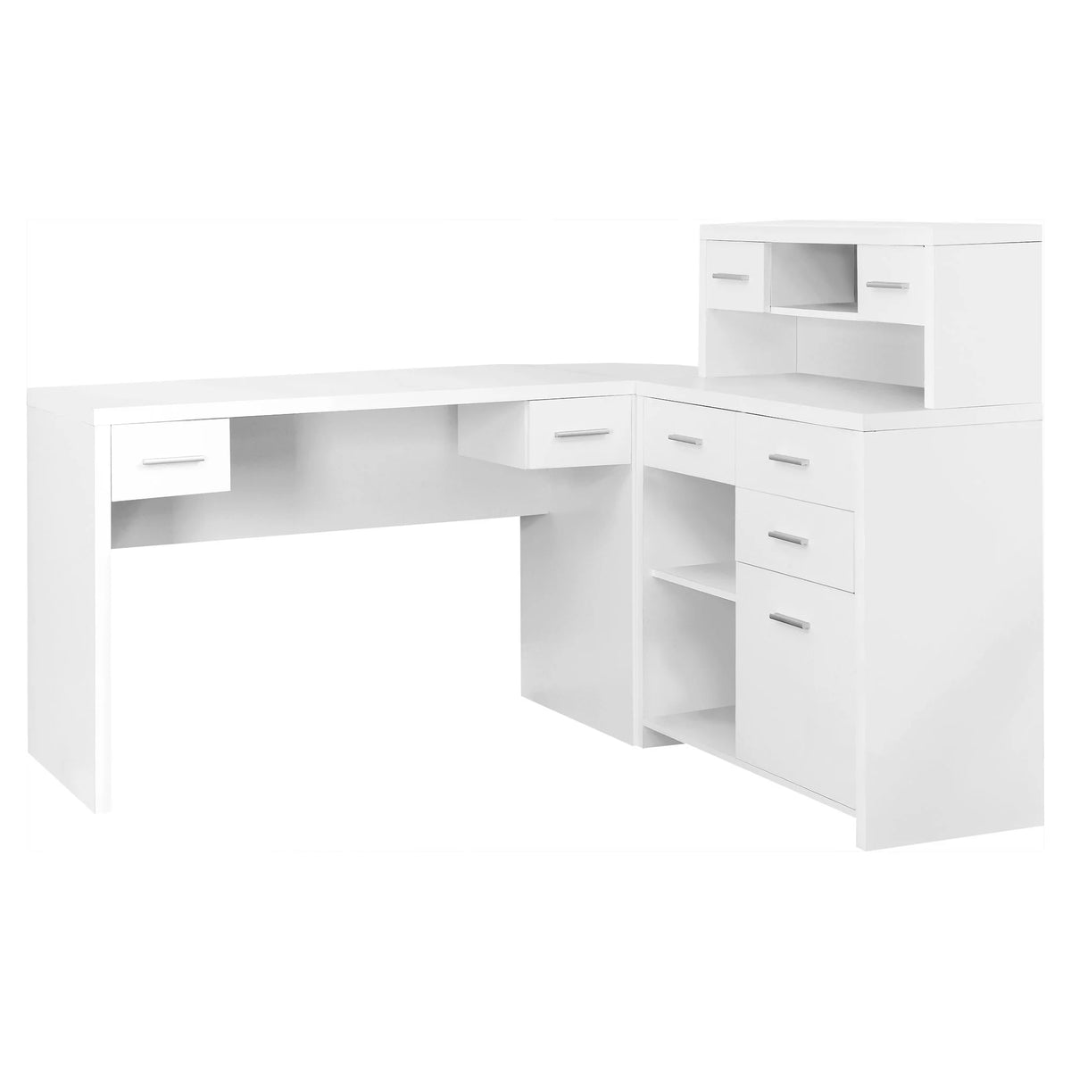 White L-Shaped 8 Drawer Computer Desk F427