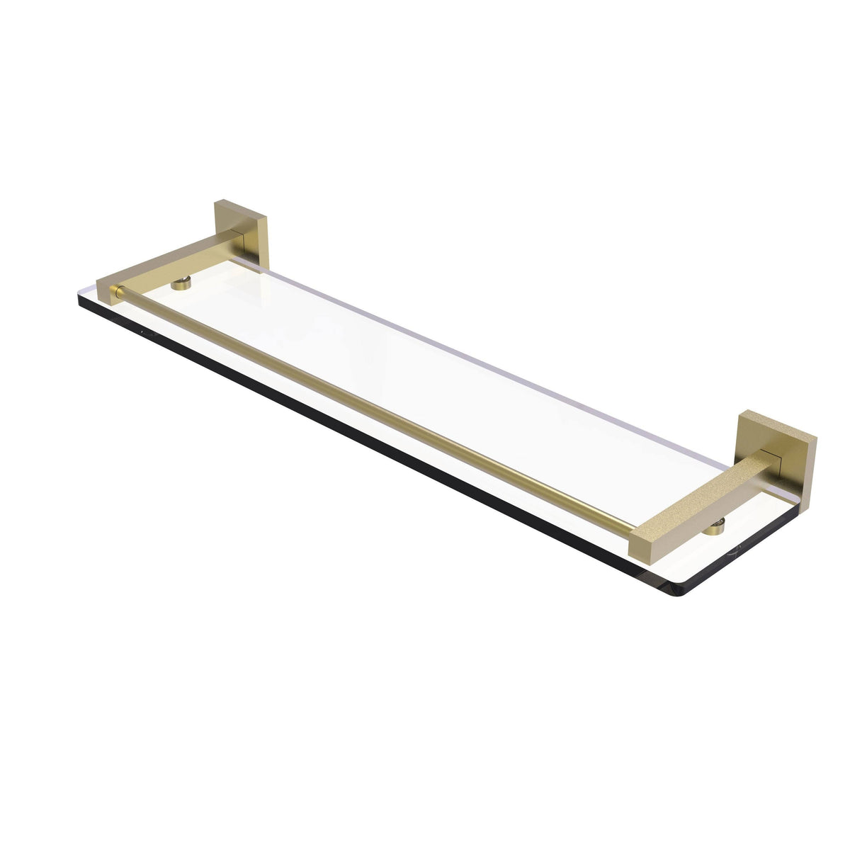 Satin Brass 22 in. Glass Shelf with Gallery Rail A37407