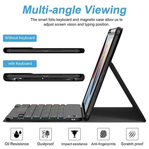 Bluetooth Wireless Keyboard Case for iPad 10.2 9th/8th/7th Gen with Pencil Holder S1048