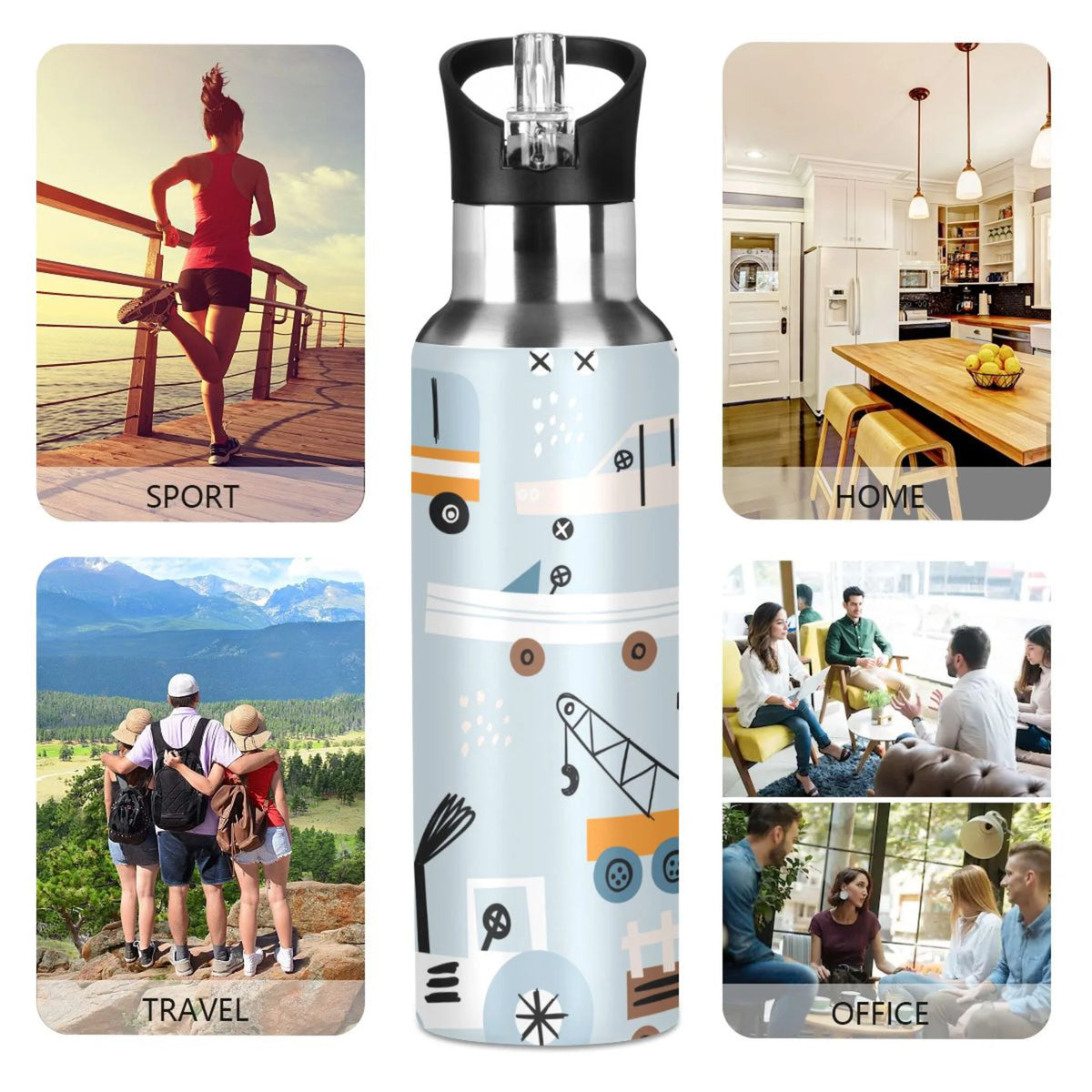 Blue Truck Stainless Steel Water Bottle with Straw Lid 20 OZ N7930