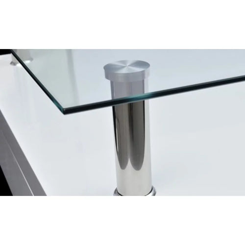 2-Tier High Gloss Coffee Table with Tempered Glass Top White X37470